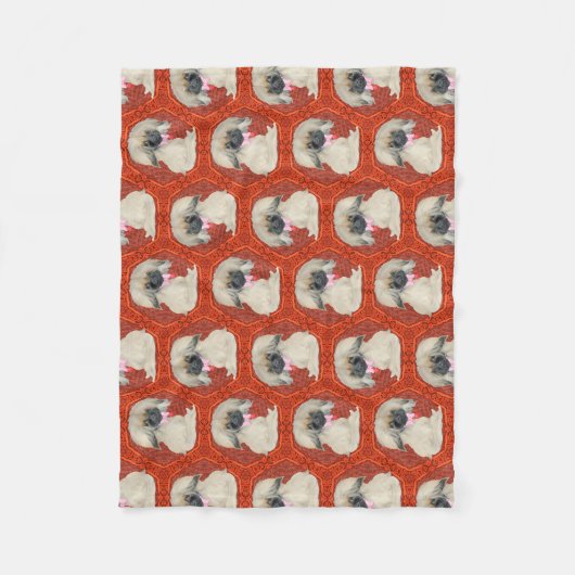 かわいい小さな北京犬 フリースブランケット (正面)