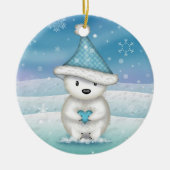 かわいい小さな北極クマのクリスマスオーナメント セラミックオーナメント (正面)