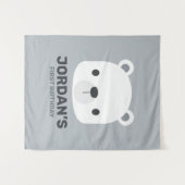 かわいい小さな北極クマの誕生日 タペストリー (正面(横))