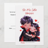 かわいい小さな吸血鬼カップルのバレンタインカード シーズンカード (正面/裏面)