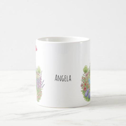 かわいい小さな国パーソナライズされたの家 コーヒーマグカップ (中央)