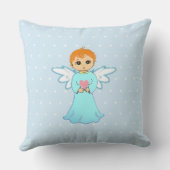 かわいい小さな天使のターコイズ持ってハート クッション (裏面)