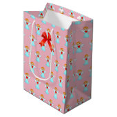 かわいい小さな天使のパターン ミディアムペーパーバッグ (正面アングル)