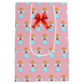 かわいい小さな天使のパターン ミディアムペーパーバッグ (裏面)