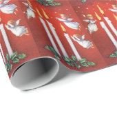 かわいい小さな天使ホワイトキャンドルホリー赤い果実 ラッピングペーパー (ロールコーナー)