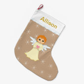 かわいい小さな天使 ラージクリスマスストッキング (正面 (吊り時))