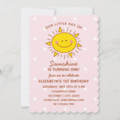 かわいい小さな太陽の光 赤ちゃんの1歳の誕生日 招待状 (正面)