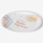 かわいい小さな太陽&レインボーボホベイビーシャワー ペーパープレート (アングル)