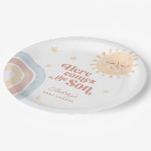 かわいい小さな太陽&レインボーボホベイビーシャワー ペーパープレート (アングル)