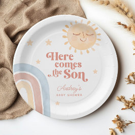 かわいい小さな太陽&レインボーボホベイビーシャワー ペーパープレート
