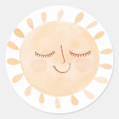 かわいい小さな太陽&レインボーボホベイビーシャワー ラウンドシール (正面)