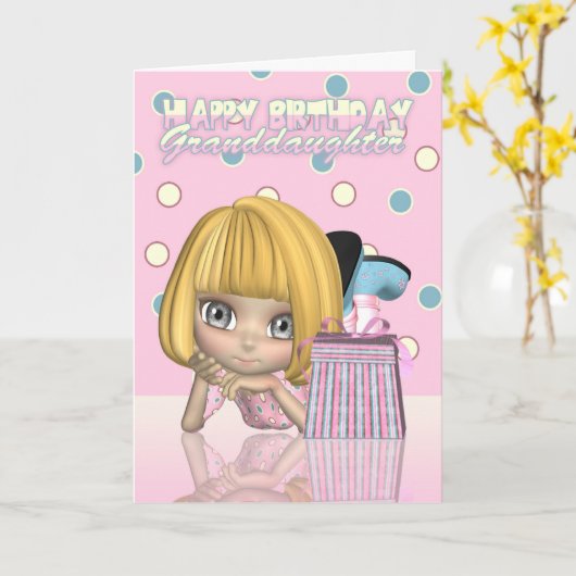 かわいい小さな女の子が付いている孫娘のバースデー・カード カード (黄色い花)