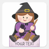 かわいい小さな女の子で眉の毛 スクエアシール (正面)