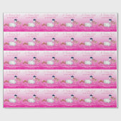 かわいい小さな女の子とのコウノトリ ラッピングペーパー (フラット)