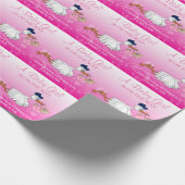 かわいい小さな女の子とのコウノトリ ラッピングペーパー (角)
