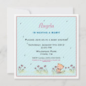 かわいい小さな女の子と子猫ベビーシャワー招待状 招待状 (裏面)