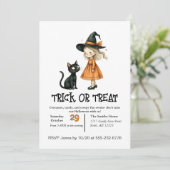 かわいい小さな女の子と彼女の猫 招待状 (スタンド正面)