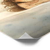 かわいい小さな女の子と猫の姿 ポスター (角)