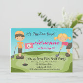 かわいい小さな女の子のゴルフ誕生日のパーティの招待状 招待状 (スタンド正面)