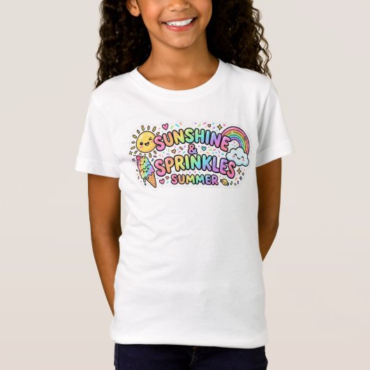 かわいい小さな女の子の夏のデザインTシャツ Tシャツ (正面)