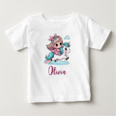 かわいい小さな女の子オンユニコーン ベビーTシャツ (正面)