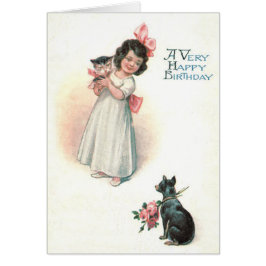 かわいい小さな女の子キッテンパピーバラ