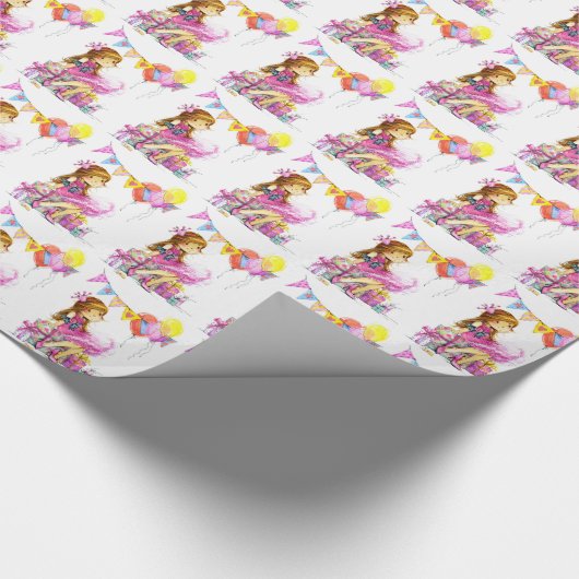 かわいい小さな女の子ギフトラッピング紙 ラッピングペーパー (コーナー)