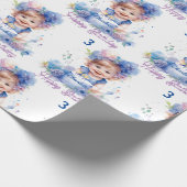 かわいい小さな女の子ケーキ名年齢誕生日ギフトを追加 ラッピングペーパー (角)