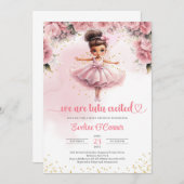 かわいい小さな女の子ツチュバレリーナドレスベビーシャワー 招待状 (正面/裏面)