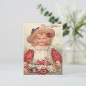 かわいい小さな女の子デイジーパンジー ポストカード (スタンド正面)