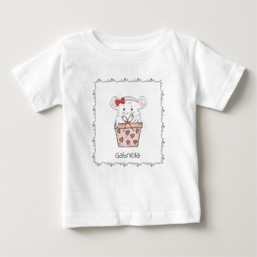 かわいい小さな女の子ハムスターネームベビーTシャツ ベビーTシャツ (正面)