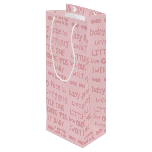 かわいい小さな女の子ベビーイン乳母車新生児 ワインギフトバッグ (裏面アングル)