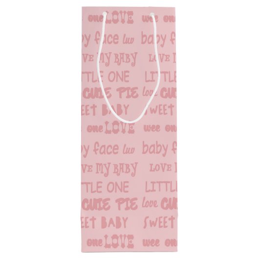 かわいい小さな女の子ベビーイン乳母車新生児 ワインギフトバッグ (裏面)