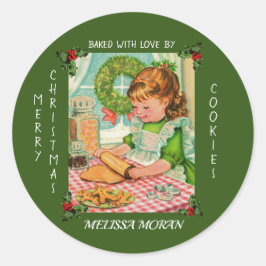 かわいい小さな女の子ベーキングクリスマスグッズ ラウンドシール