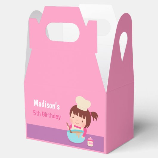 かわいい小さな女の子ベーキングシェフバースデーパーティー フェイバーボックス (オープン)
