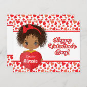 かわいい小さな女の子ホールディングセントバレンタインハートカード ノートカード (正面/裏面)