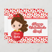 かわいい小さな女の子ホールディングセントバレンタインハートカード ノートカード (正面/裏面)