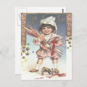 かわいい小さな女の子ボトルロケット花火 ポストカード (正面/裏面)