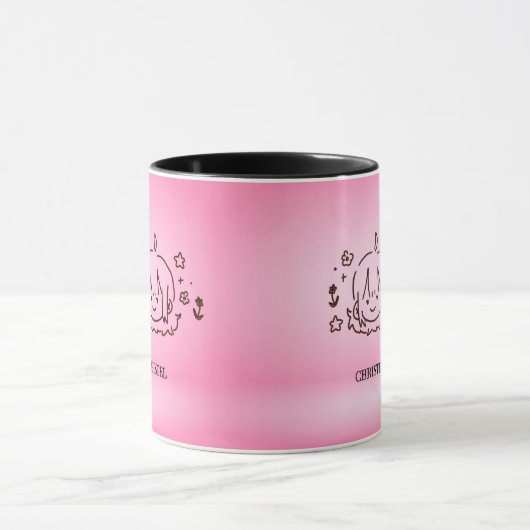 かわいい小さな女の子マグピンクパーソナライズされた色 マグカップ (中央)