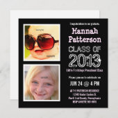 かわいい小さな女の子幼稚園パーティー 招待状 (正面/裏面)