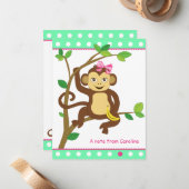 かわいい小さな女の子猿のメッセージカード ノートカード (正面/裏面インサイチュ)