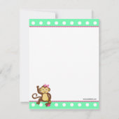 かわいい小さな女の子猿のメッセージカード ノートカード (裏面)