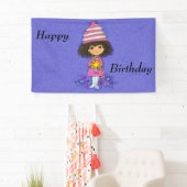 かわいい小さな女の子白いブーツ花オンパープル 横断幕 (インサイチュ)