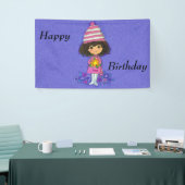 かわいい小さな女の子白いブーツ花オンパープル 横断幕 (トレードショー)