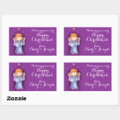 かわいい小さな女の子祈アート名クリスマスプレゼントラベル 長方形シール (シート)