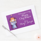 かわいい小さな女の子祈アート名クリスマスプレゼントラベル 長方形シール (封筒)