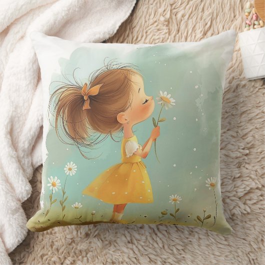 かわいい小さな女の子花枕お洒落、 クッション (ブランケット)