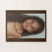 かわいい小さな女の子茶色の茶色のカール ジグソーパズル (横)