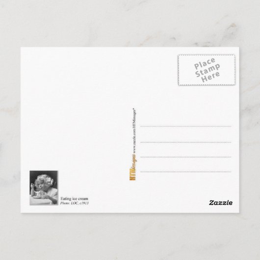 かわいい小さな女の子食べのアイスクリーム ポストカード (裏面)