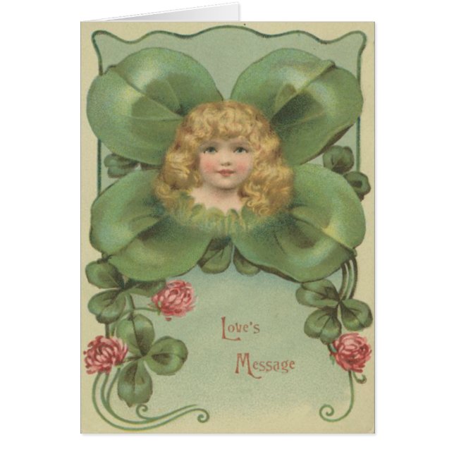 かわいい小さな女の子4葉クローバー花 (正面)